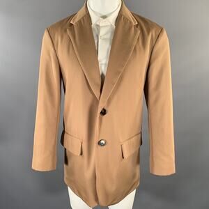 DRIES VAN NOTEN Size S Khaki Wool Notch Lapel Sport Coat
